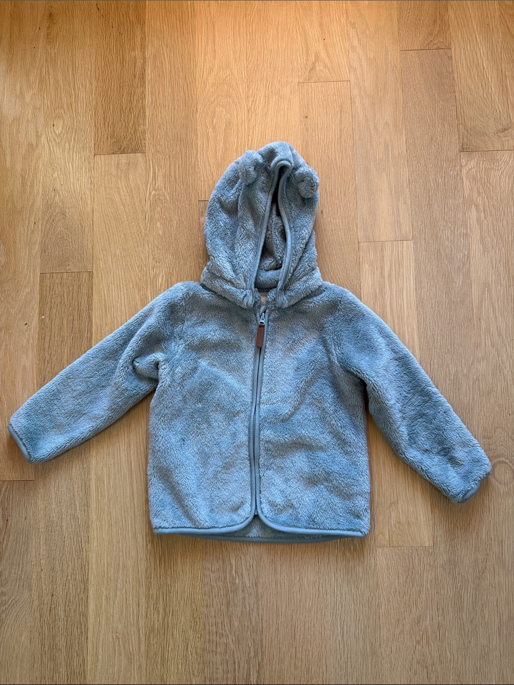 H&M Light Gray Plush Hooded Fleece Jacket for Kids